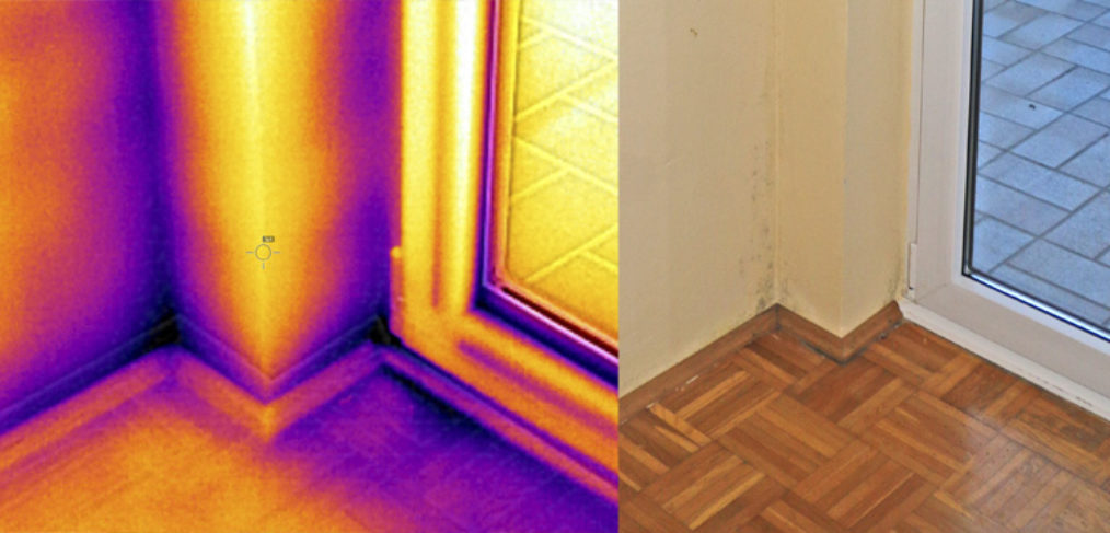 Infrarot- bzw. Thermografie-Aufnahme an einer Außentür