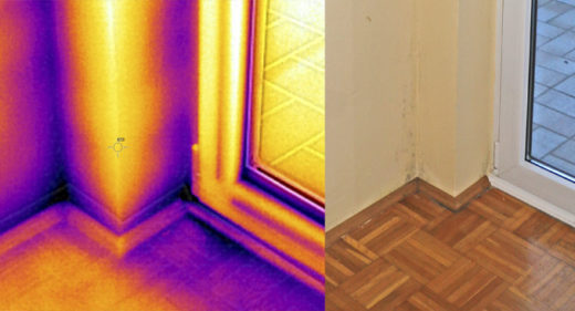 Infrarot- bzw. Thermografie-Aufnahme an einer Außentür