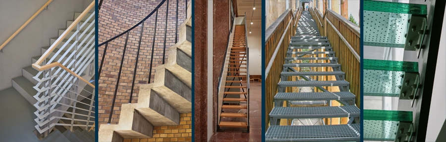 Beispiele von Treppen mit unterschiedlichen Konstruktionsprinzipien